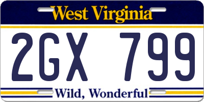 WV license plate 2GX799
