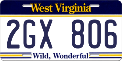 WV license plate 2GX806