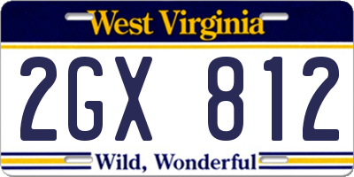 WV license plate 2GX812