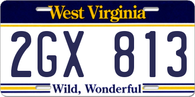 WV license plate 2GX813