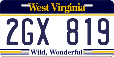 WV license plate 2GX819