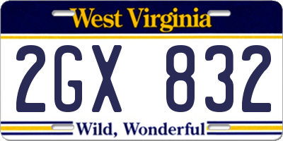 WV license plate 2GX832