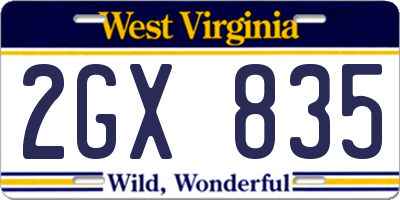 WV license plate 2GX835