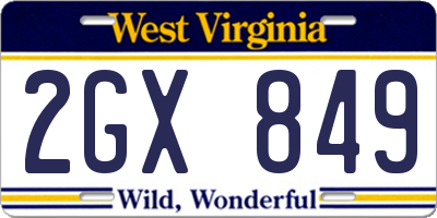 WV license plate 2GX849