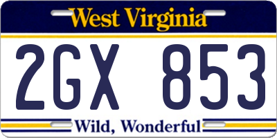 WV license plate 2GX853