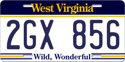 WV license plate 2GX856