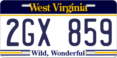 WV license plate 2GX859