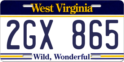 WV license plate 2GX865