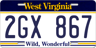WV license plate 2GX867