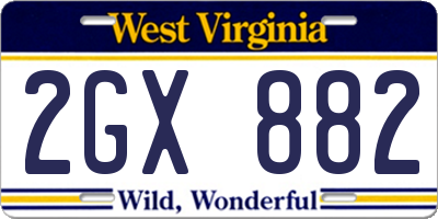 WV license plate 2GX882