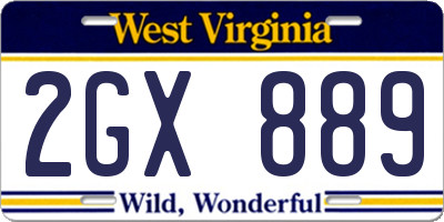 WV license plate 2GX889