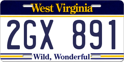WV license plate 2GX891