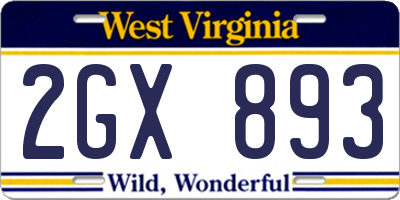 WV license plate 2GX893