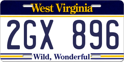 WV license plate 2GX896