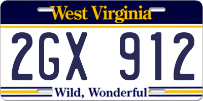 WV license plate 2GX912