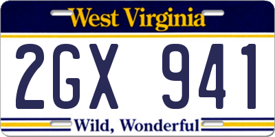 WV license plate 2GX941