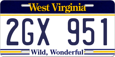 WV license plate 2GX951