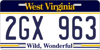 WV license plate 2GX963