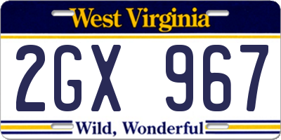 WV license plate 2GX967