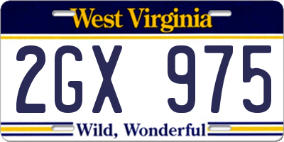 WV license plate 2GX975