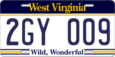 WV license plate 2GY009