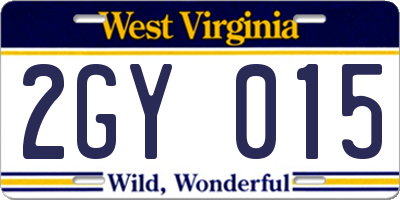 WV license plate 2GY015
