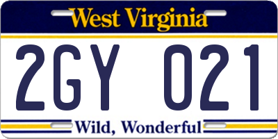 WV license plate 2GY021