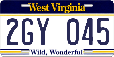 WV license plate 2GY045