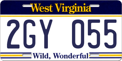 WV license plate 2GY055
