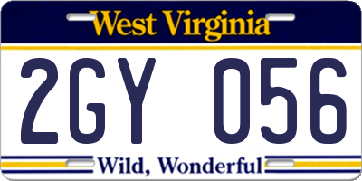 WV license plate 2GY056