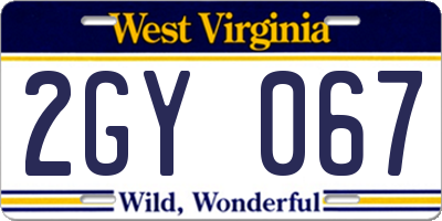 WV license plate 2GY067