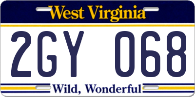 WV license plate 2GY068