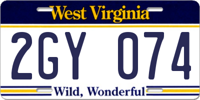 WV license plate 2GY074
