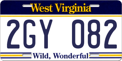 WV license plate 2GY082