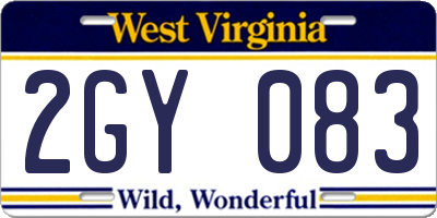 WV license plate 2GY083