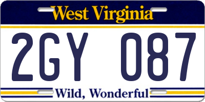 WV license plate 2GY087