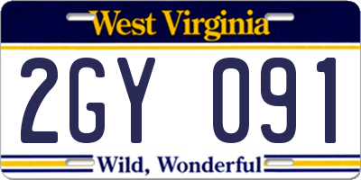 WV license plate 2GY091