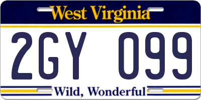 WV license plate 2GY099