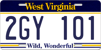 WV license plate 2GY101