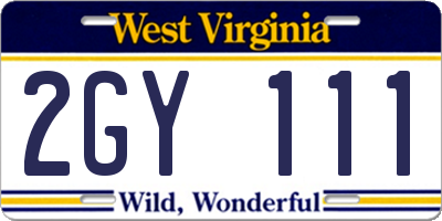 WV license plate 2GY111