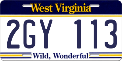 WV license plate 2GY113
