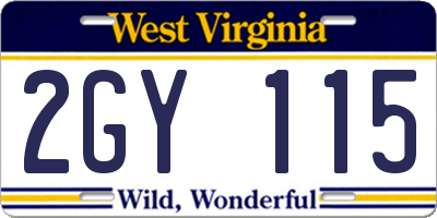 WV license plate 2GY115