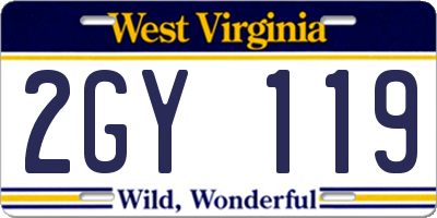 WV license plate 2GY119