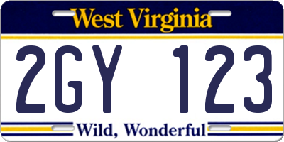 WV license plate 2GY123