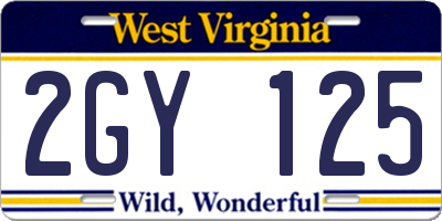 WV license plate 2GY125