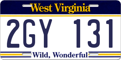 WV license plate 2GY131