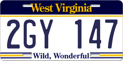 WV license plate 2GY147
