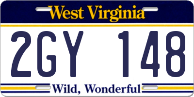 WV license plate 2GY148
