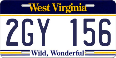 WV license plate 2GY156
