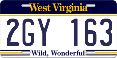 WV license plate 2GY163